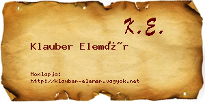 Klauber Elemér névjegykártya